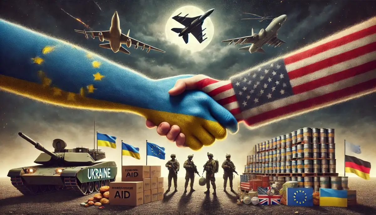 Vergleich der Unterstützung von USA und EU für die Ukraine